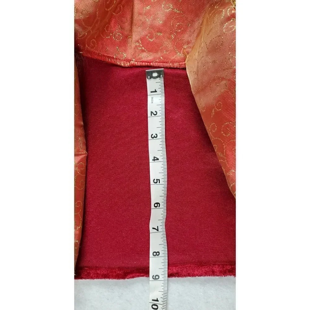 Short Cropped Bolero Style Costume Jacket Shrug Red And Gold Halloween Dress Up